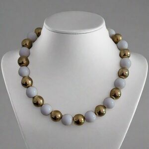 White and Gold Bead Necklace